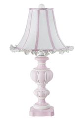 Pink & White Ruffle Shade on Urn table Lamp 8759-4900