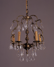 5 Light French Brass & Crystal Chandeliers K5