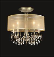 5 Light Crystal Flush Mount With Golden Teak Shade KL-41052-2221-GT