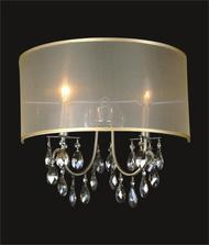 2 Light Crystal Wall Sconce With Golden Teak Shade KL-41052-1614-GT